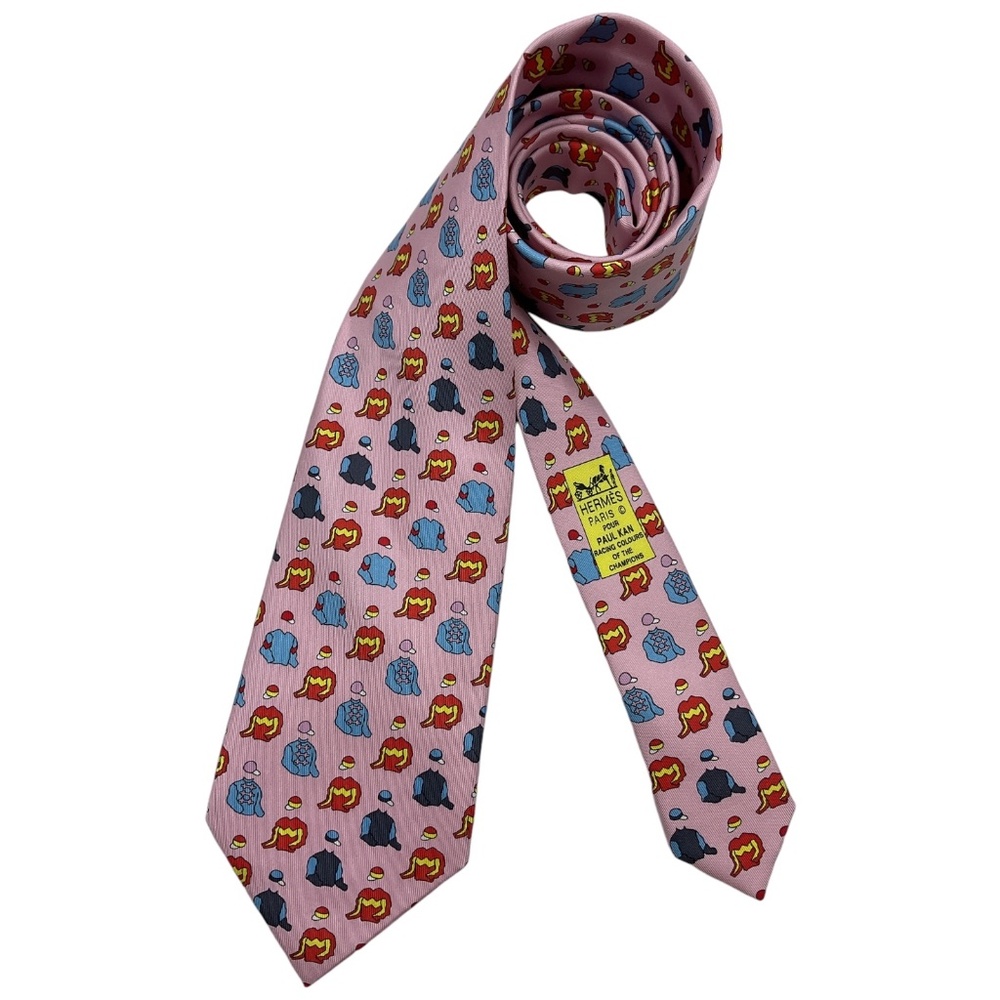 HERMÈS 5151 PA Rare Pink RACING COLORS OF THE CHAMPION Silk LUXURY Tie FRANCE